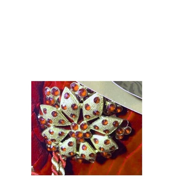 Holiday Velvet & Brocade Christmas Stocking With Gold Tassel & Jewel Accent - Picture 4 of 9